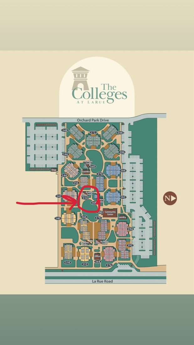 Map of The Colleges at La Rue with the Henry Walker Study Lounge circled